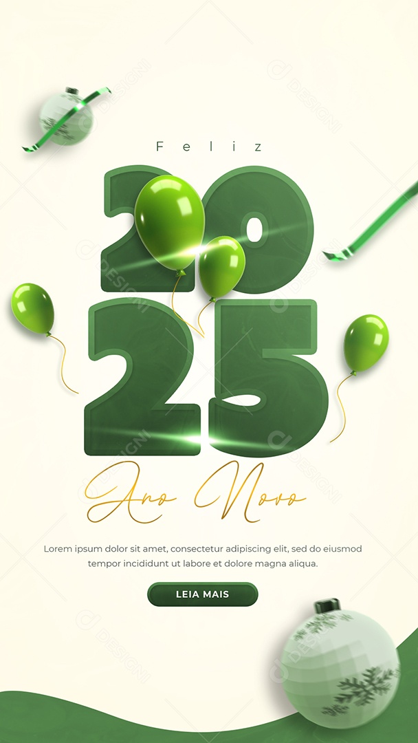 Story Flyer Feliz Ano Novo 01 de Janeiro 2025 Social Media PSD Editável