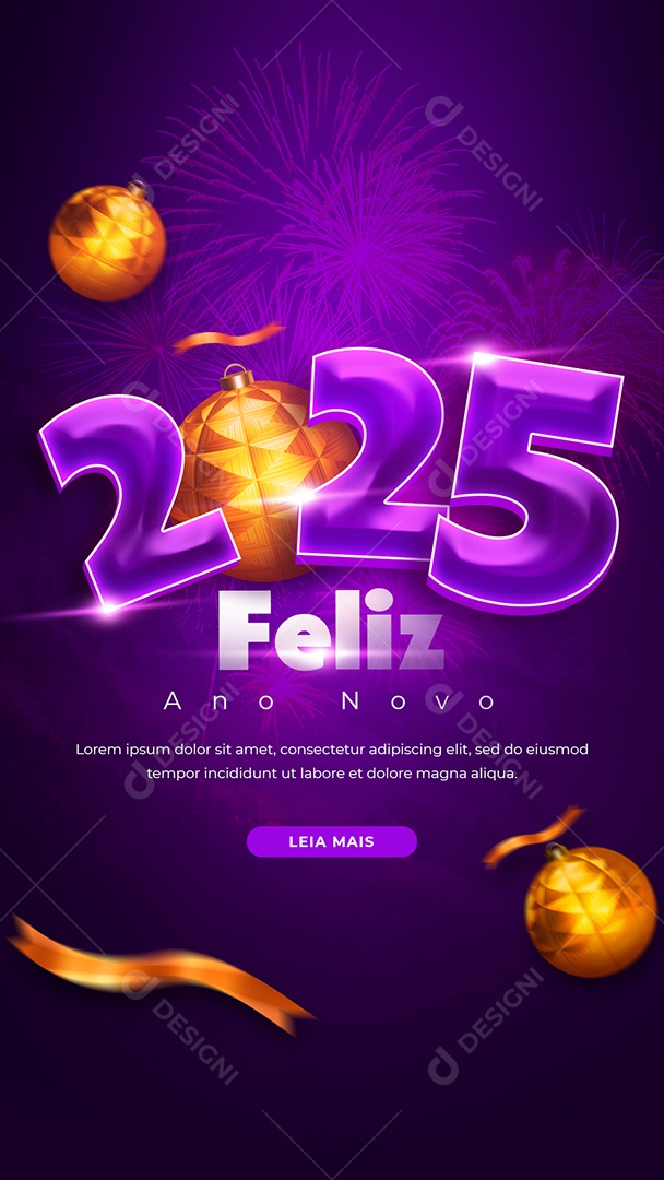 Story Flyer Feliz Ano Novo 01 de Janeiro 2025 Social Media PSD Editável