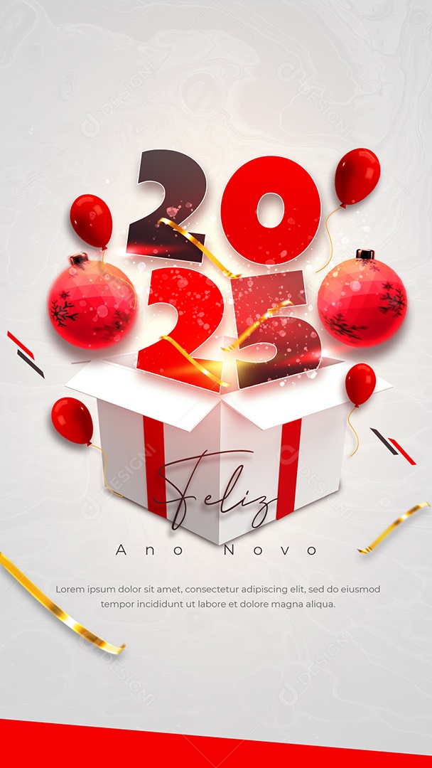 Story Flyer Feliz Ano Novo 01 de Janeiro 2025 Social Media PSD Editável