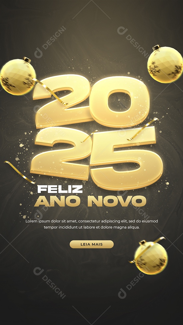 Story Flyer Feliz Ano Novo 01 de Janeiro 2025 Social Media PSD Editável