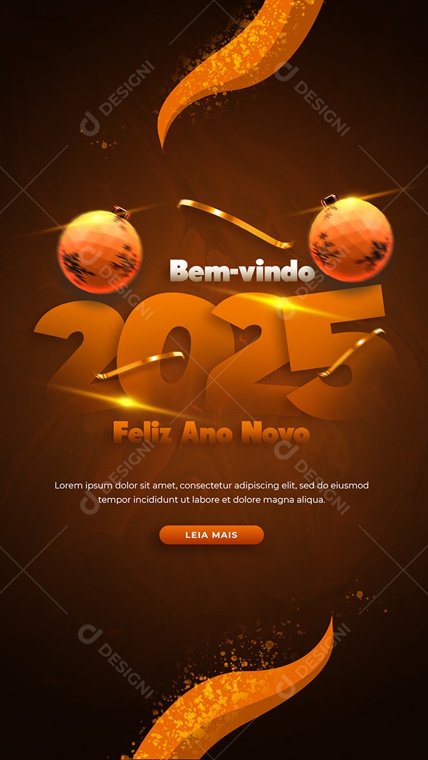 Story Flyer Feliz Ano Novo 01 de Janeiro Bem Vindo 2025 Social Media PSD Editável