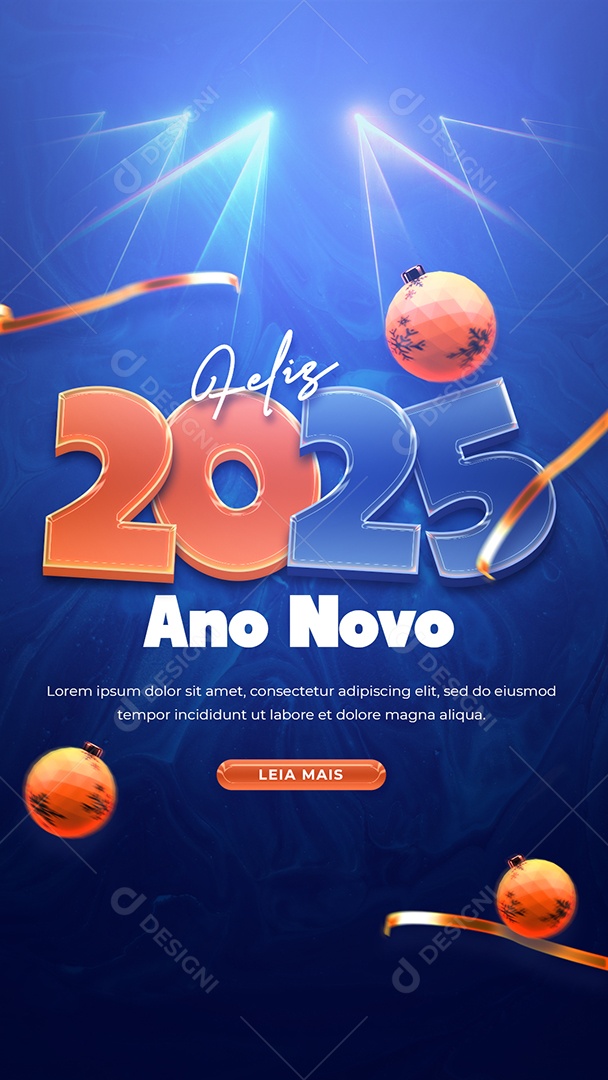 Story Flyer Feliz Ano Novo 01 de Janeiro 2025 Social Media PSD Editável