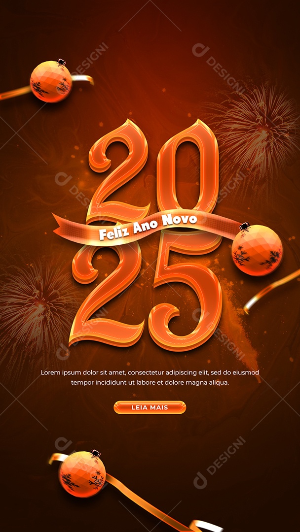 Story Flyer Feliz Ano Novo 01 de Janeiro 2025 Social Media PSD Editável