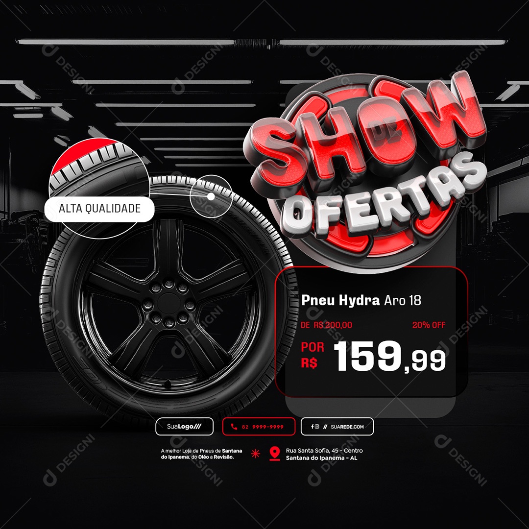 Loja de Pneus Show De Ofertas Alta Qualidade Social Media PSD Editável