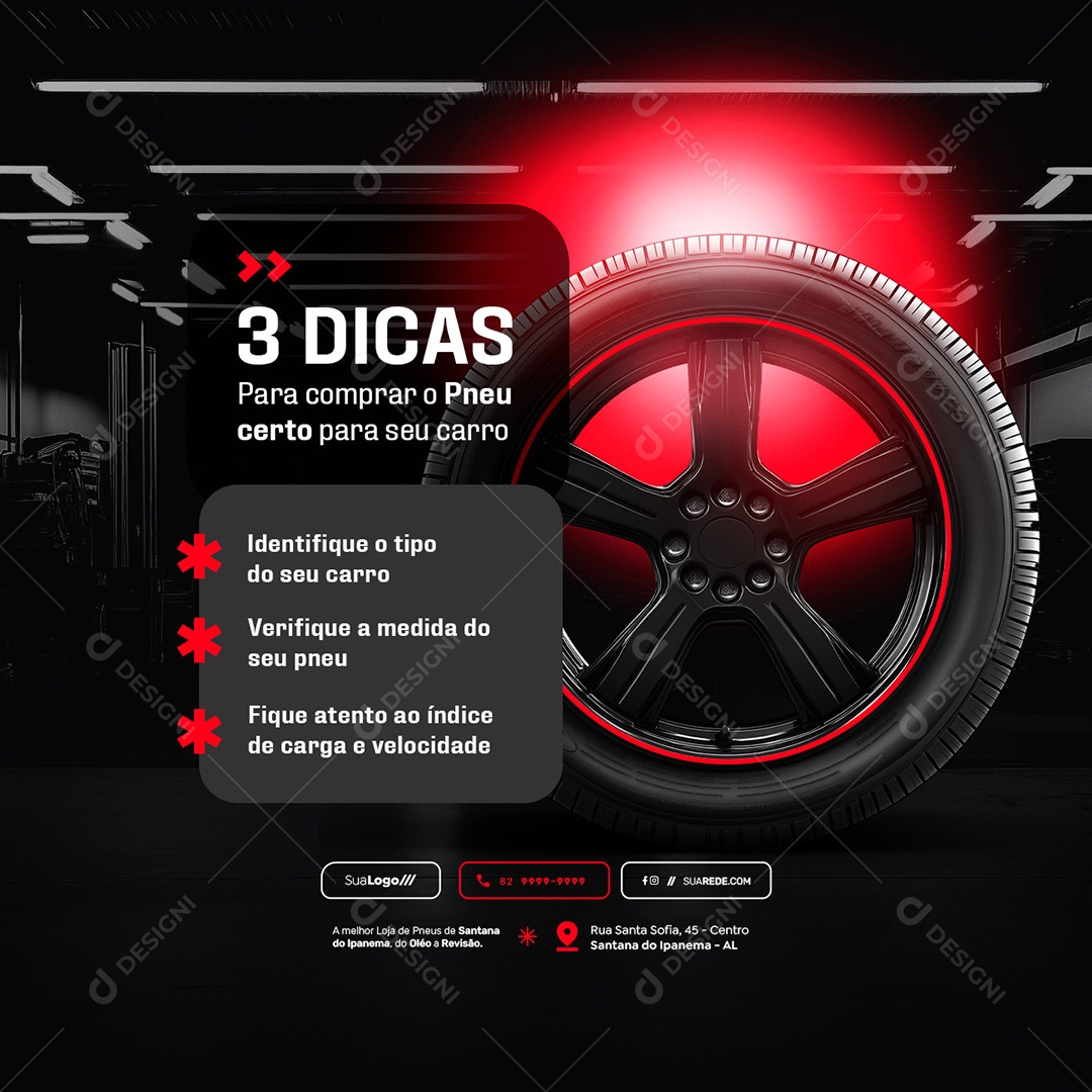 Loja de Pneus Três Dicas para Comprar o Pneu Social Media PSD Editável