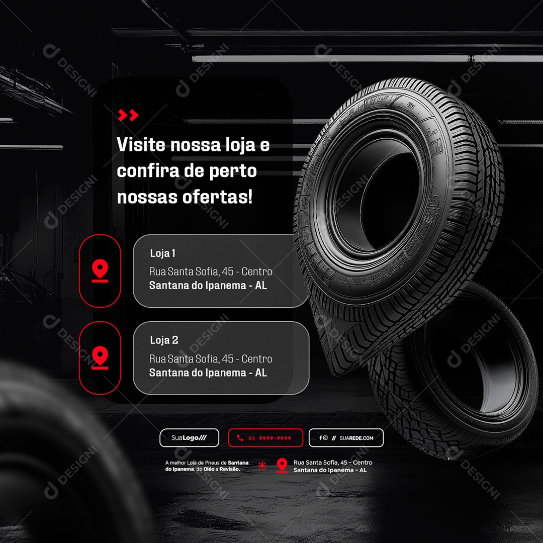Loja de Pneus Visite Social Media PSD Editável