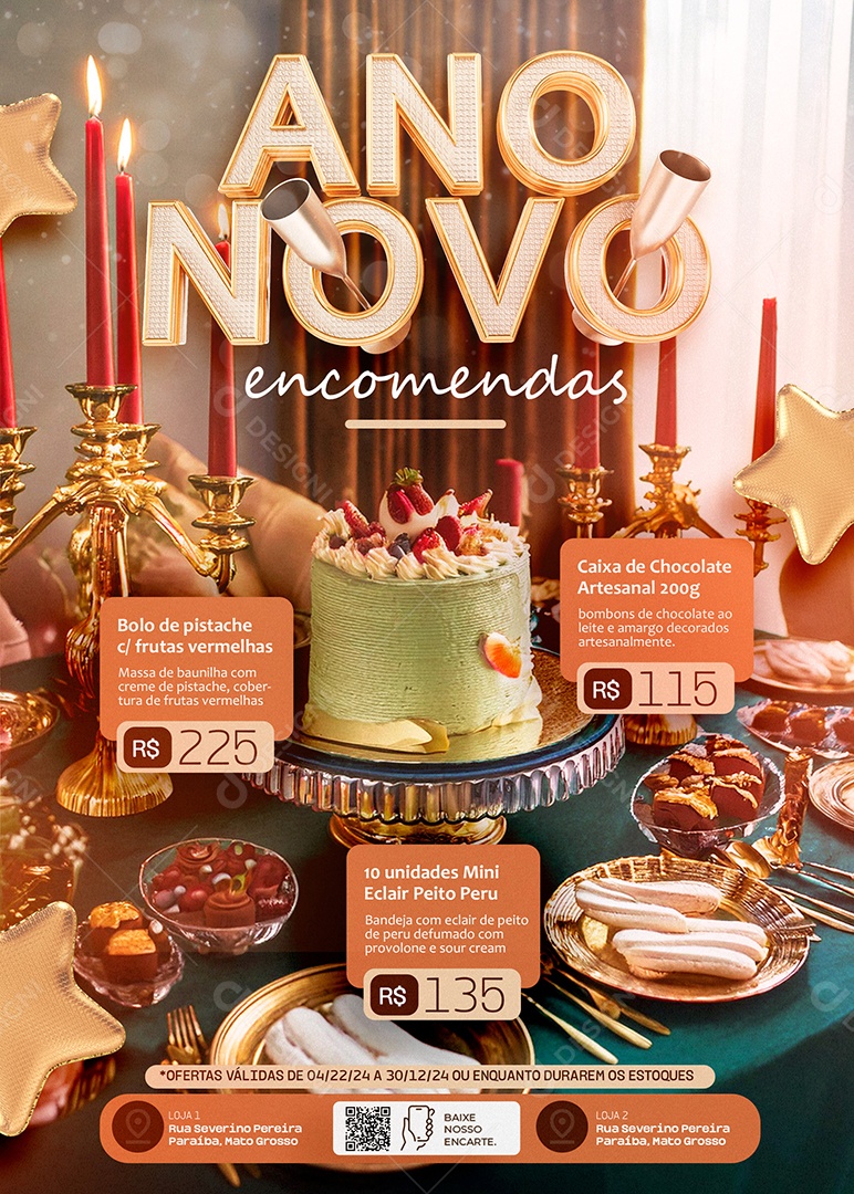 Tabloide Ano Novo Encomendas Panificadora Social Media PSD Editável