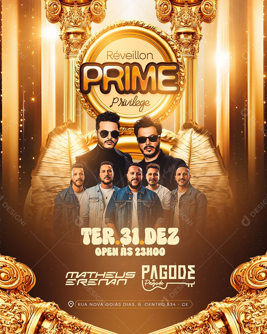 Flyer Réveillon Prime Privelege Social Media PSD Editável