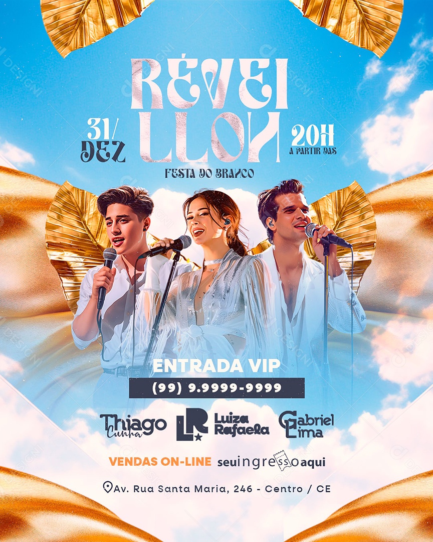 Flyer Réveillon Festa do Branco Social Media PSD Editável