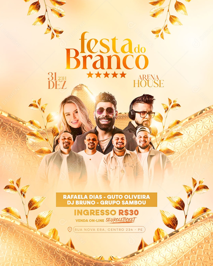 Flyer Réveillon Festa do Branco Social Media PSD Editável