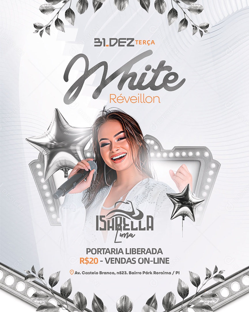 Flyer Réveillon White Social Media PSD Editável