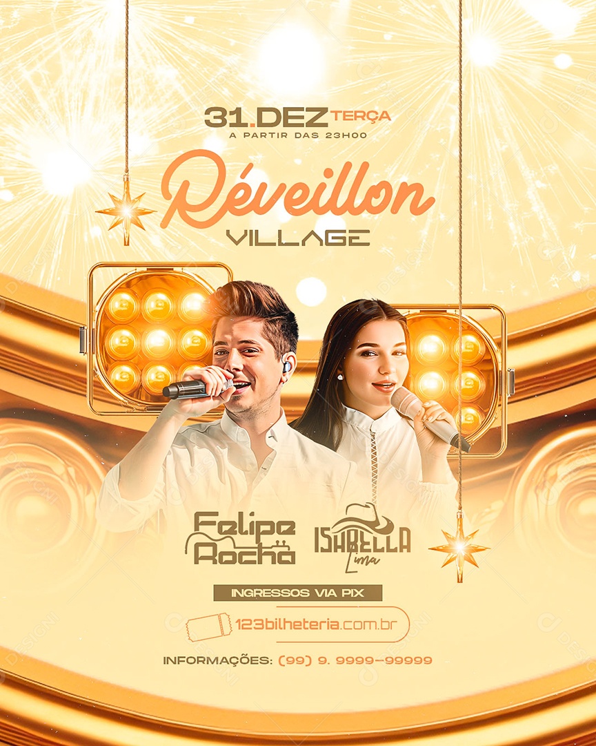 Flyer Réveillon Village Social Media PSD Editável