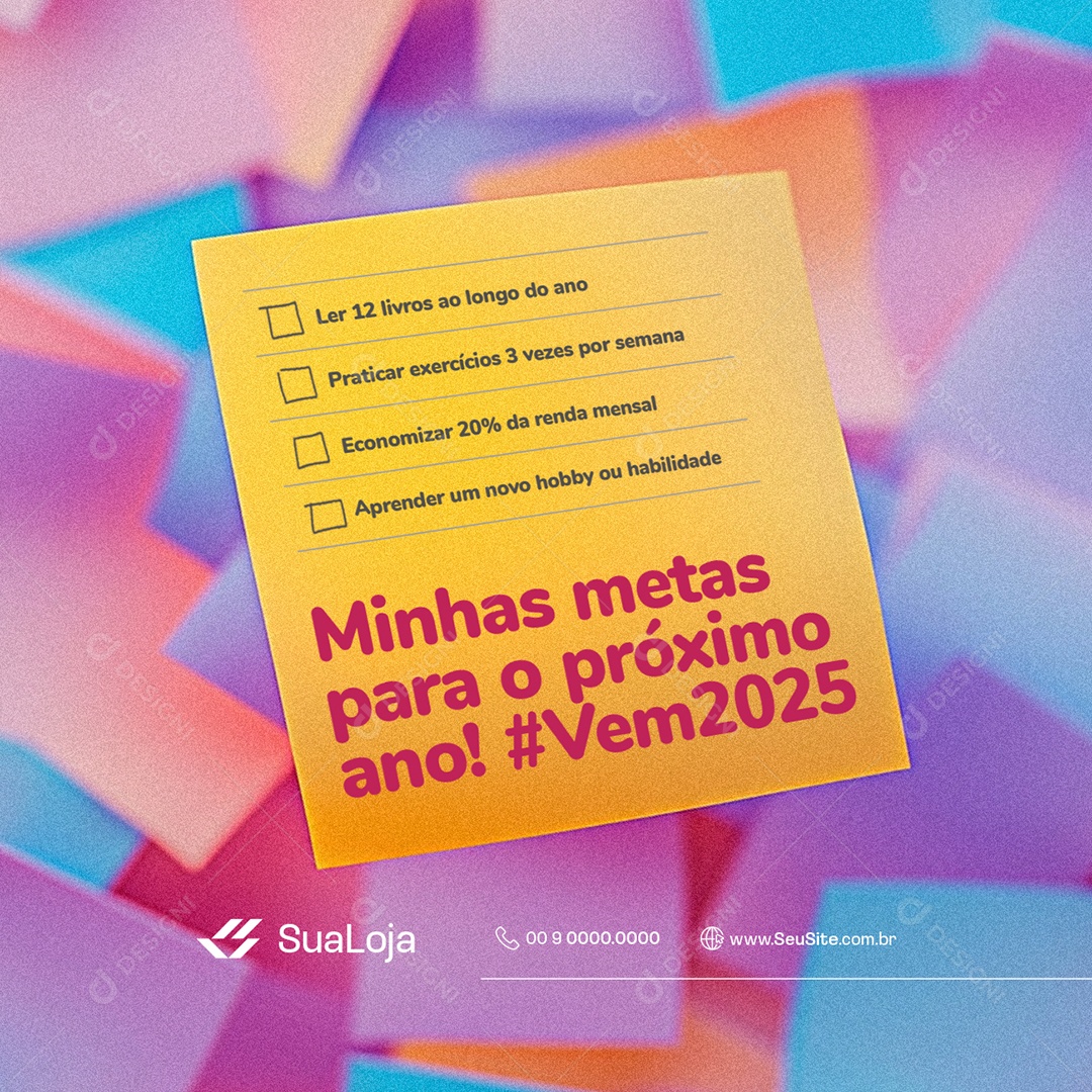 Metas 2025 Minhas Metas para o Próximo Ano Social Media PSD Editável