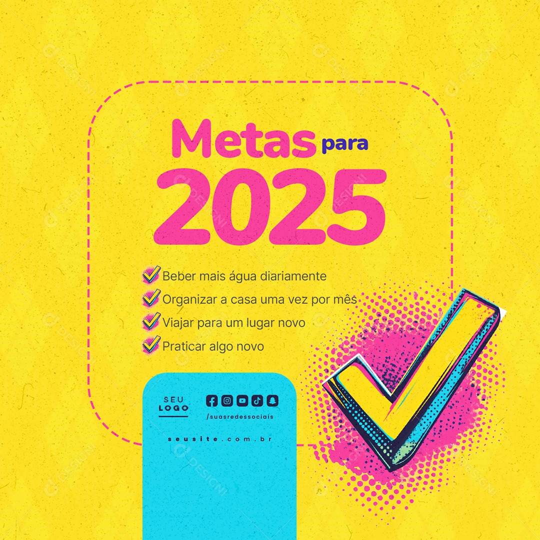 Social Media Metas para 2025 PSD Editável