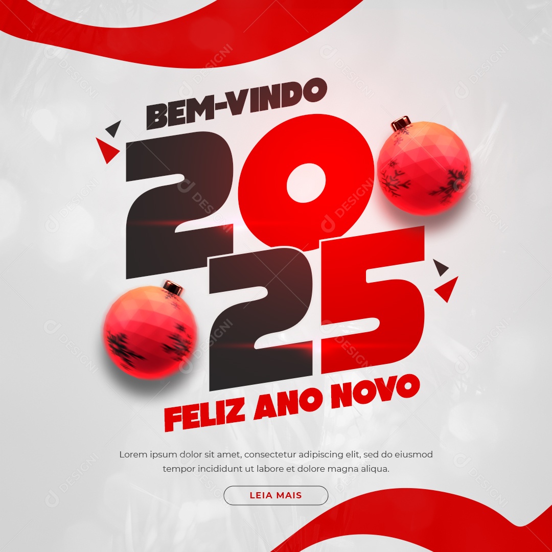 Flyer Feliz Ano Novo 01 de Janeiro 2025 Social Media PSD Editável