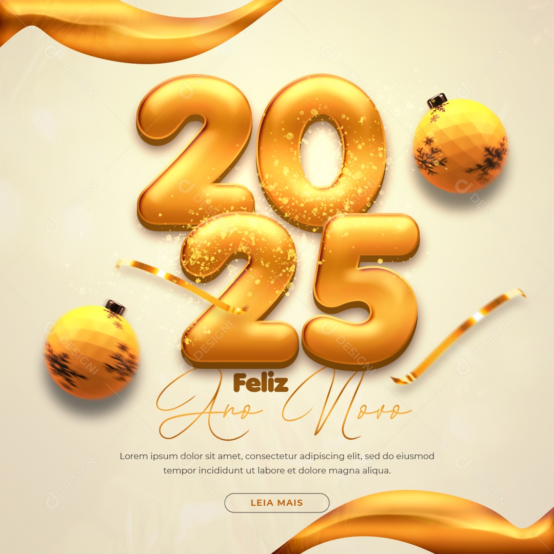 Flyer Feliz Ano Novo 01 de Janeiro 2025 Social Media PSD Editável
