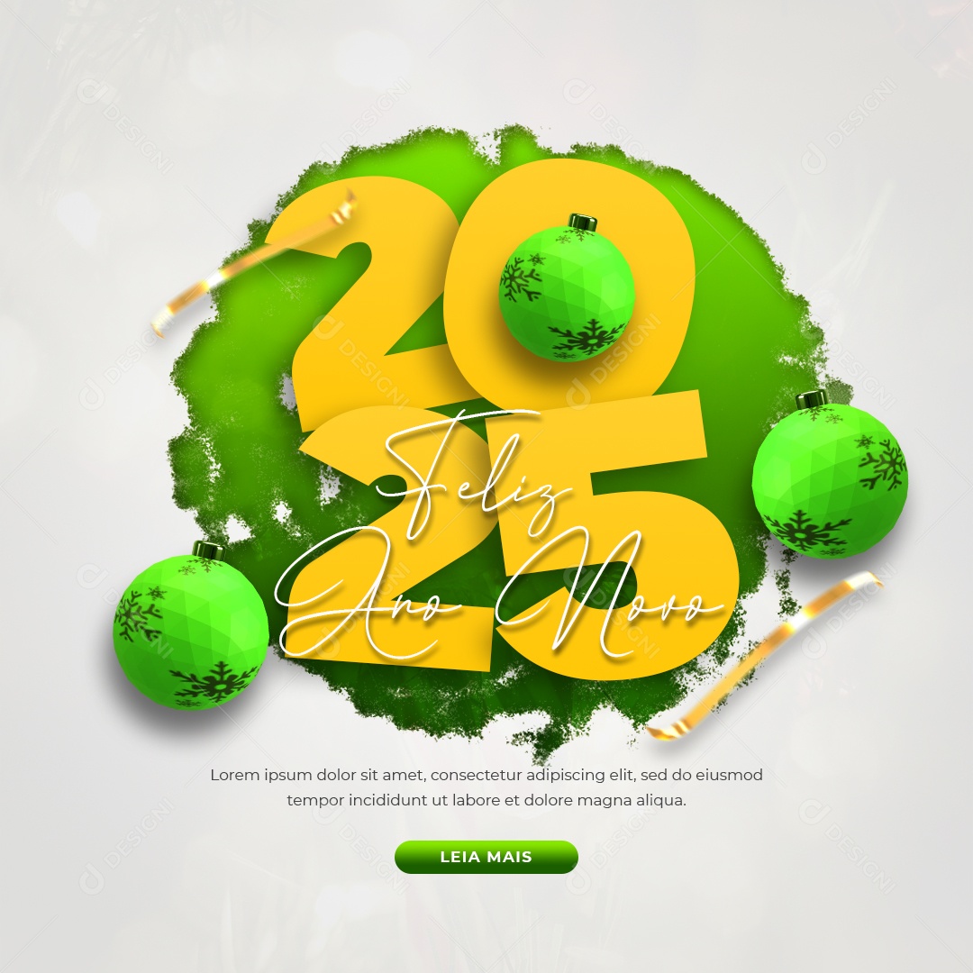 Flyer Feliz Ano Novo 01 de Janeiro 2025 Social Media PSD Editável