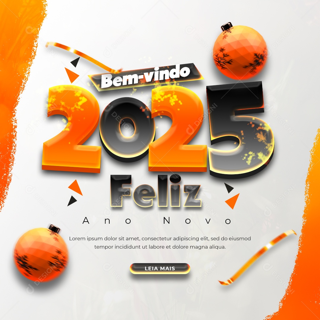 Flyer Feliz Ano Novo 01 de Janeiro 2025 Social Media PSD Editável