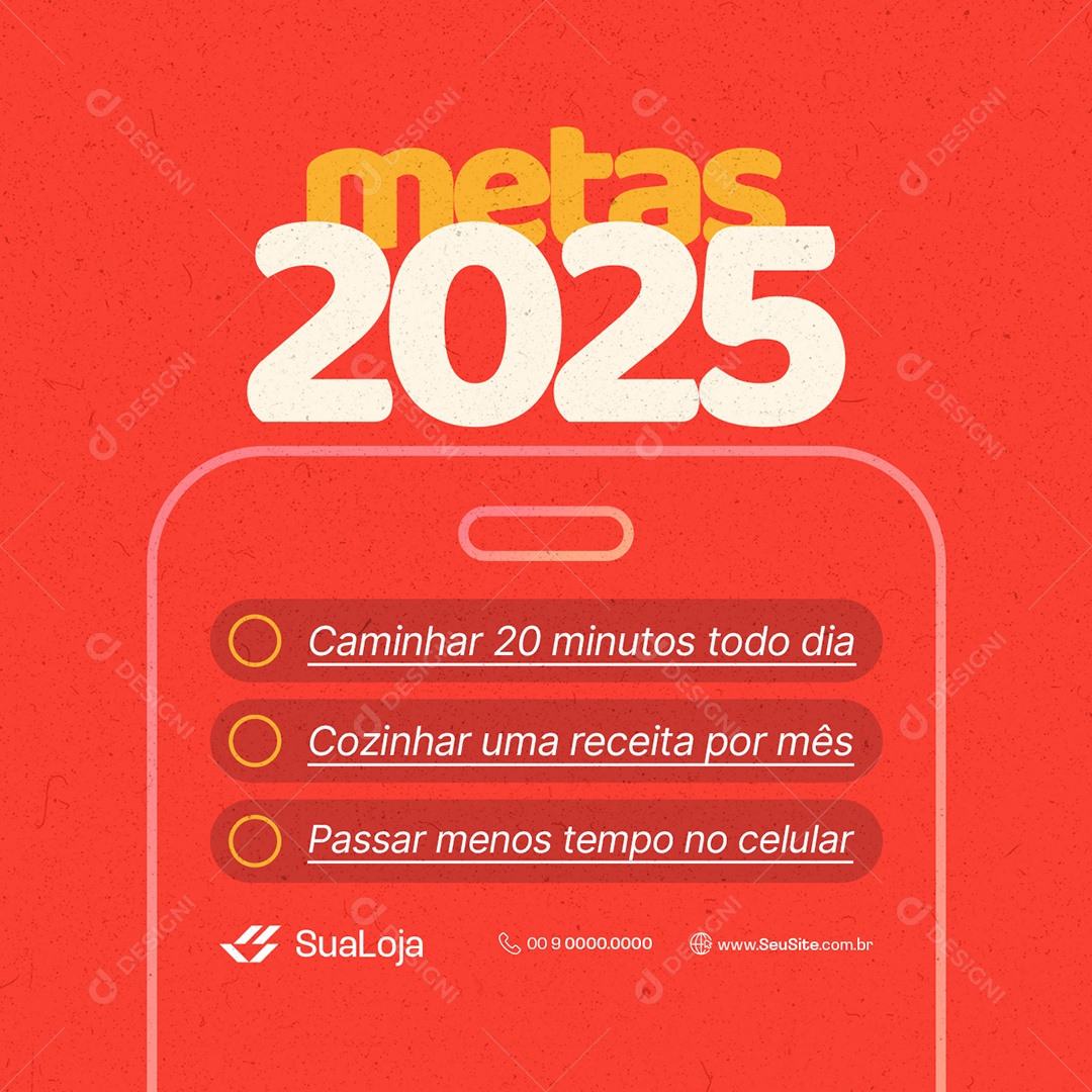 Metas 2025 Caminhar Social Media PSD Editável