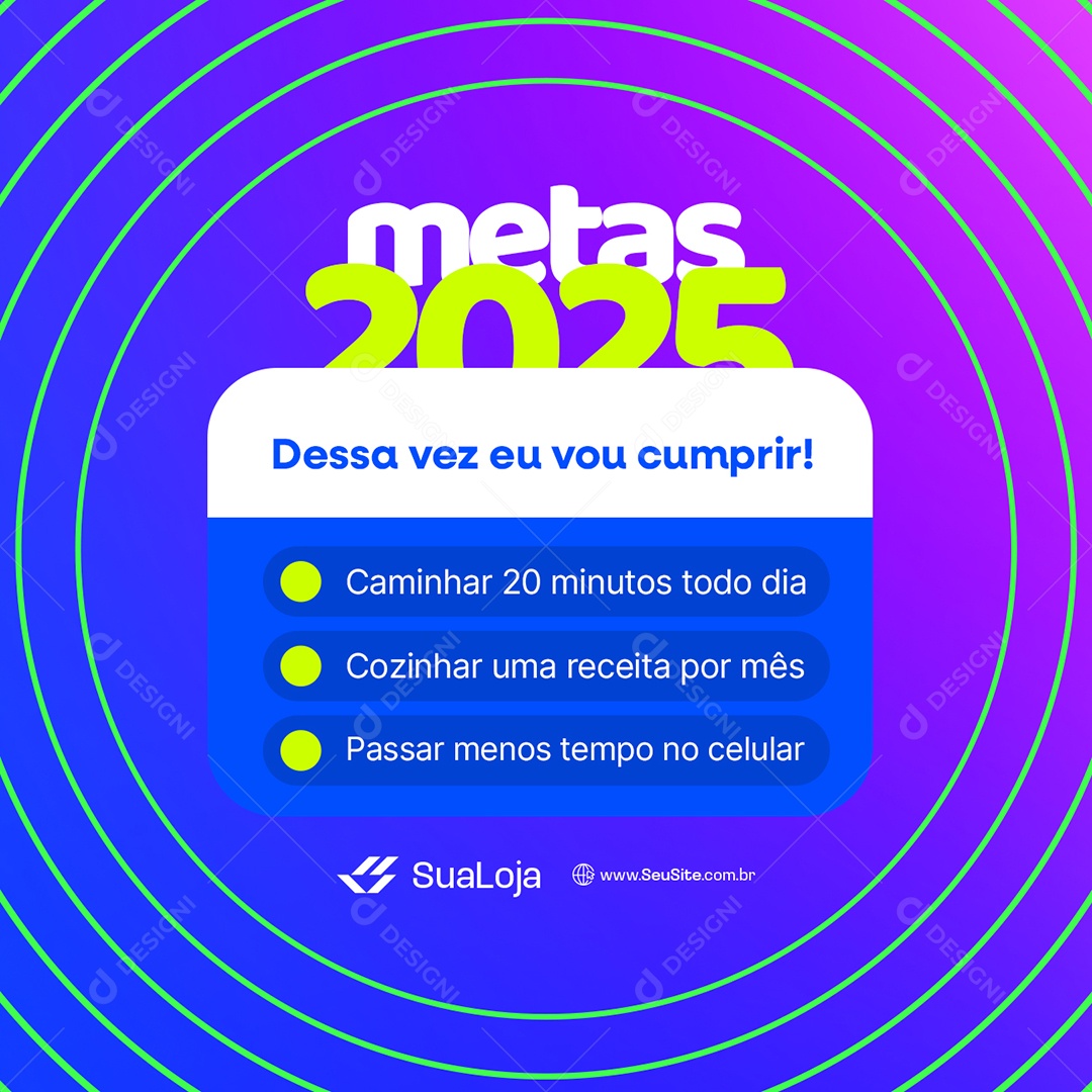 Metas 2025 Dessa Vez eu Vou Cumprir Social Media PSD Editável