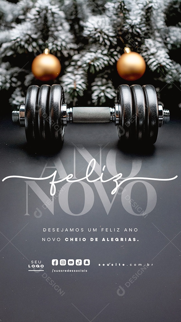 Story Feliz Ano Novo 01 de Janeiro Academia PSD Editável