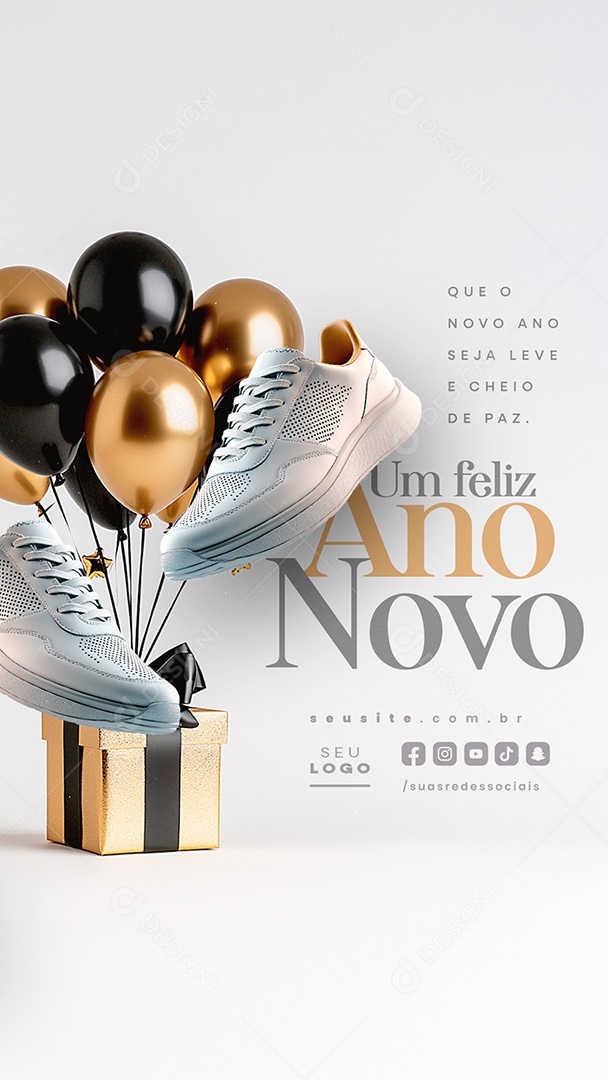 Story Feliz Ano Novo 01 de Janeiro Loja de Tênis PSD Editável