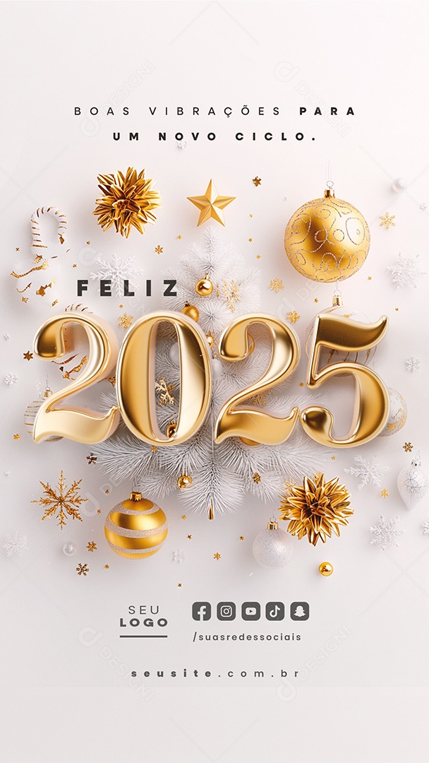 Story Feliz 2025 Ano Novo 01 de Janeiro Social Media PSD Editável