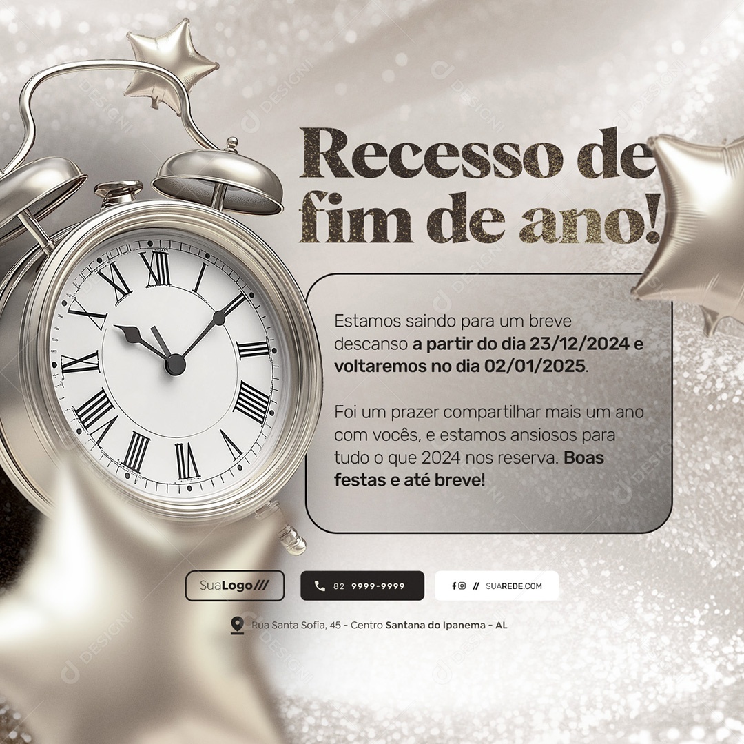 Recesso de Fim de Ano Social Media PSD Editável