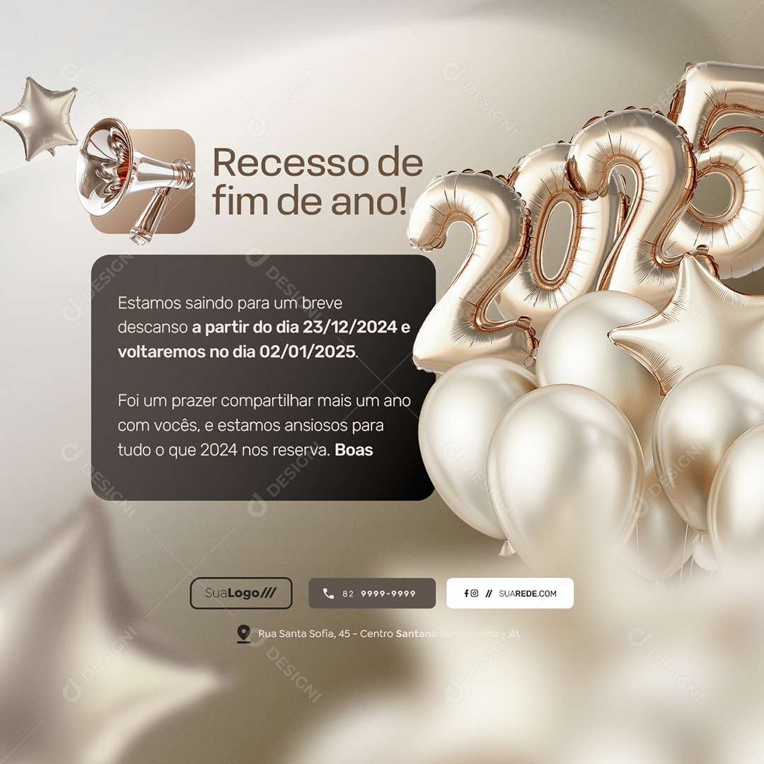 Recesso de Fim de Ano Estamos Saindo para Um Breve Social Media PSD Editável
