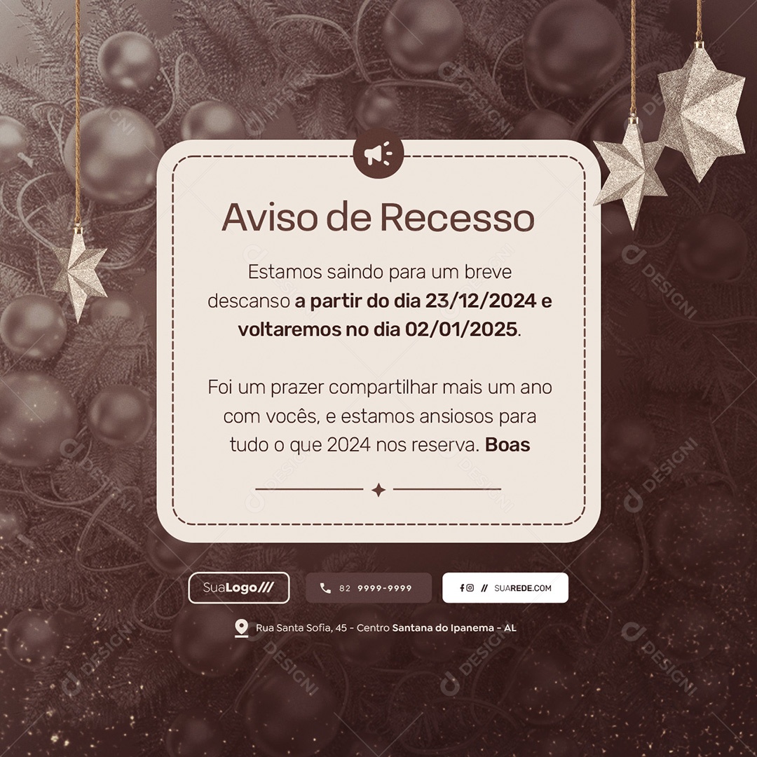 Recesso Fim de Ano Aviso De Recesso Social Media PSD Editável