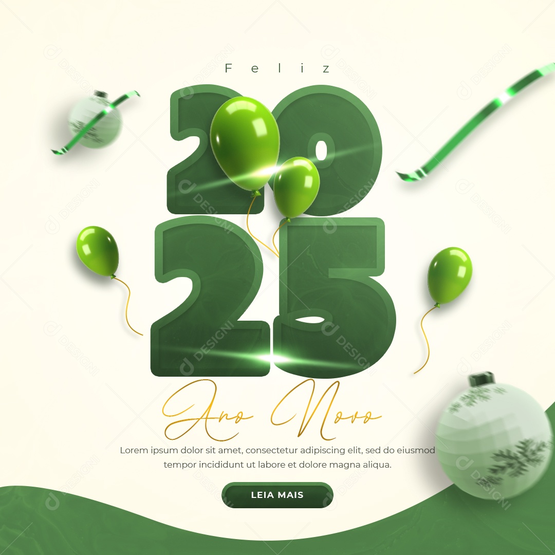 Post Feliz Ano Novo 01 de Janeiro Bem Vindo 2025 Social Media PSD Editável