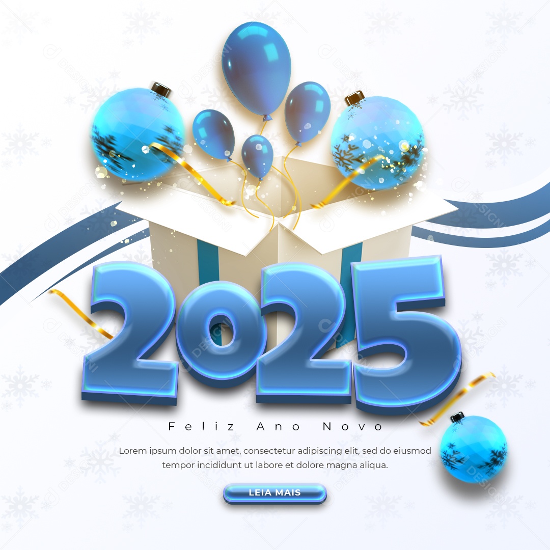 Post Feliz Ano Novo 01 de Janeiro Bem Vindo 2025 Social Media PSD Editável