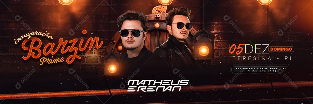 Carrossel Flyer Inauguração Barzin Prime Social Media PSD Editável