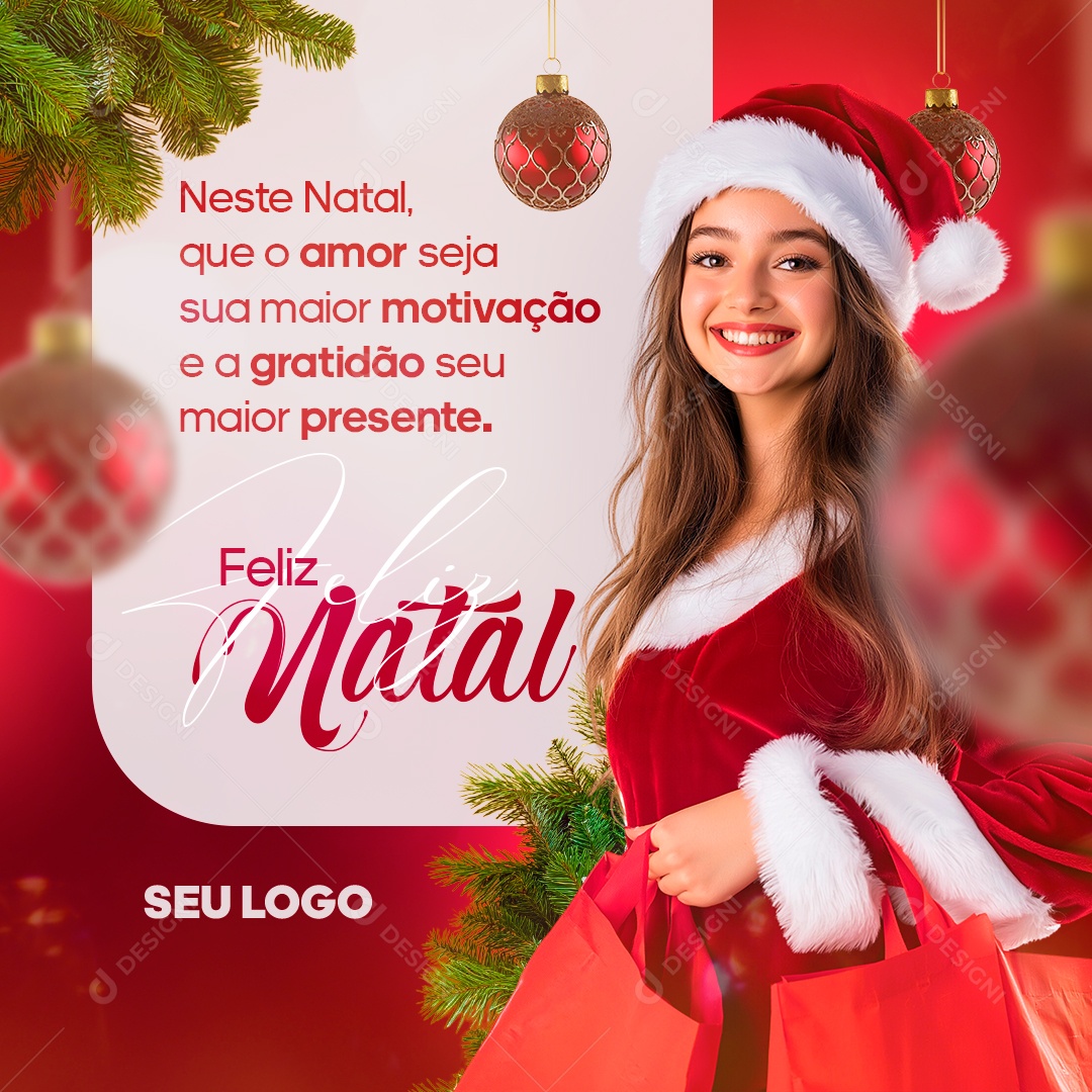 Feliz Natal 25 De Dezembro Social Media PSD Editável