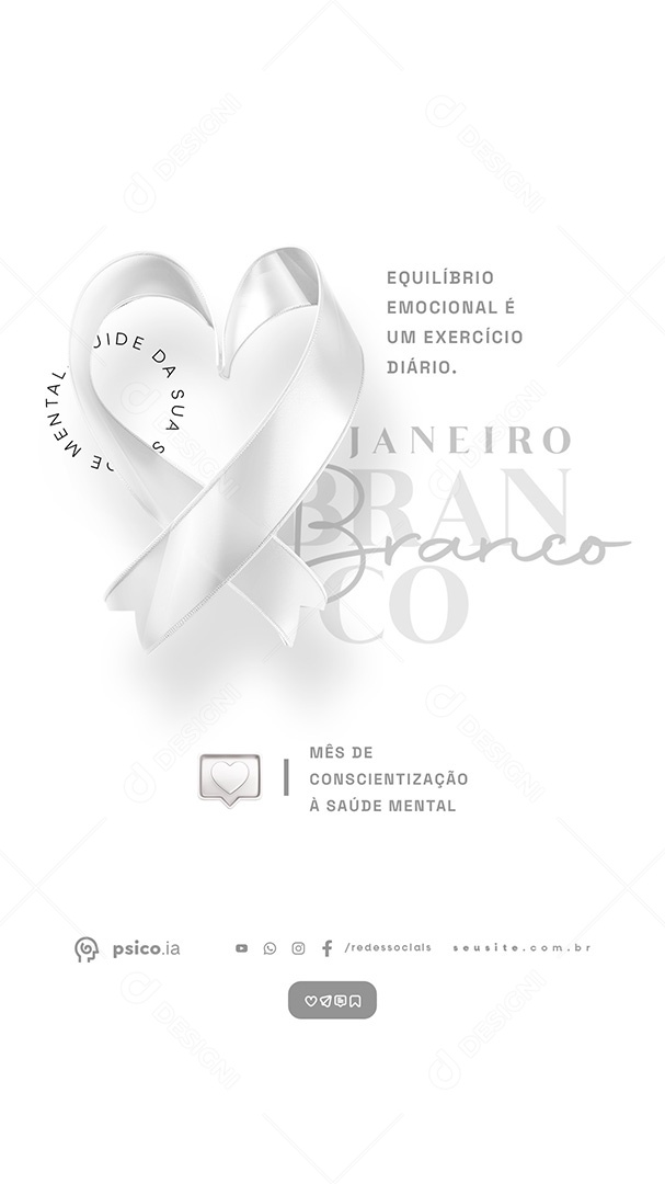 Story Janeiro Branco Equilíbrio Emocional é Um Exercício Diário Social Media PSD Editável