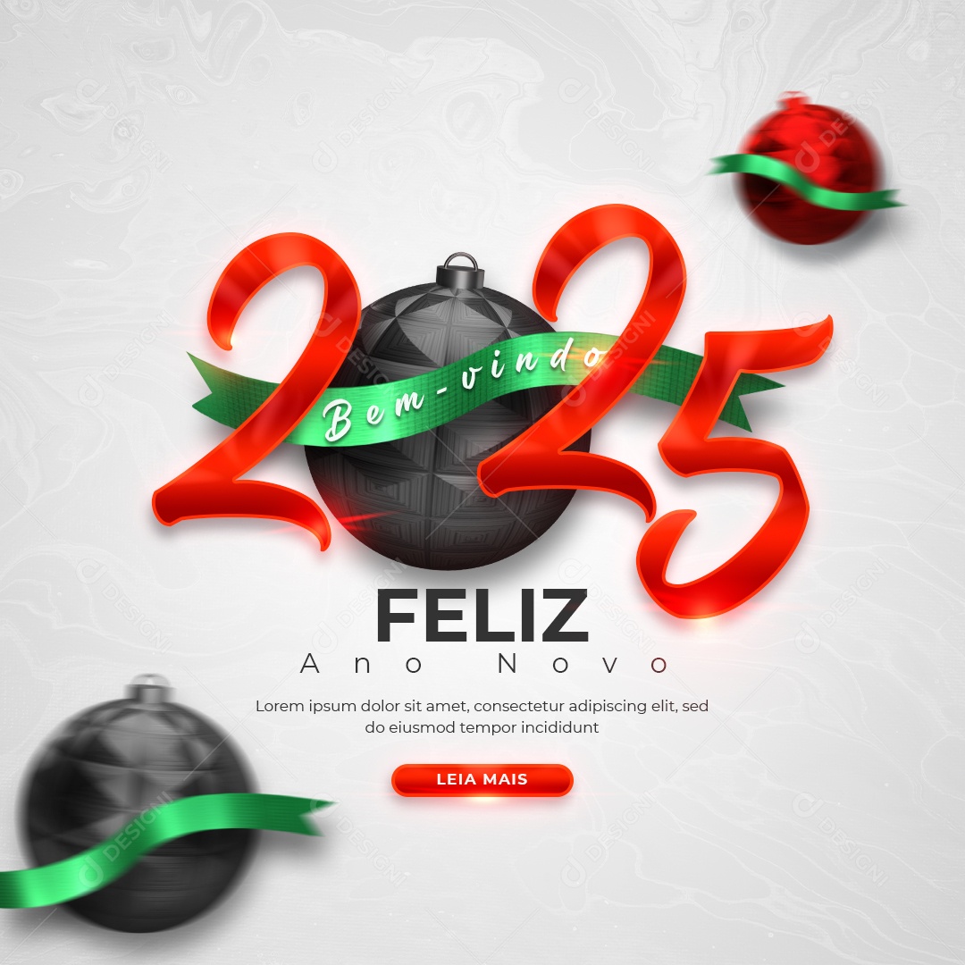 Post Feliz Ano Novo 01 de Janeiro Bem Vindo 2025 Social Media PSD Editável