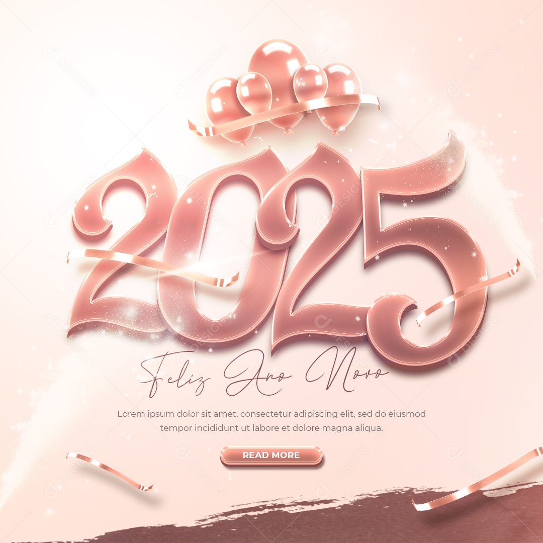 Post Feliz Ano Novo 01 de Janeiro Bem Vindo 2025 Social Media PSD Editável