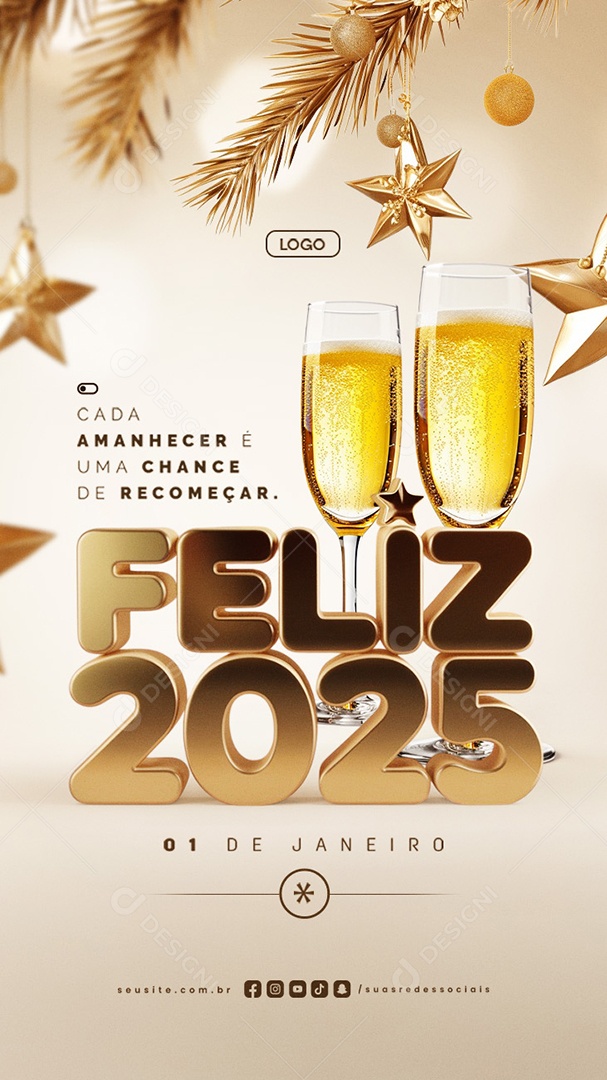 Happy story 2025 New Year January 01 Social Media PSD Editable