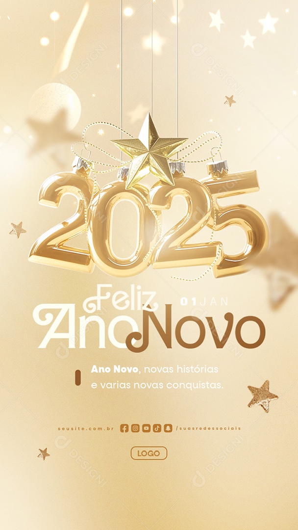 Happy New Year Story January 1st 2025 Social Media Media Editable