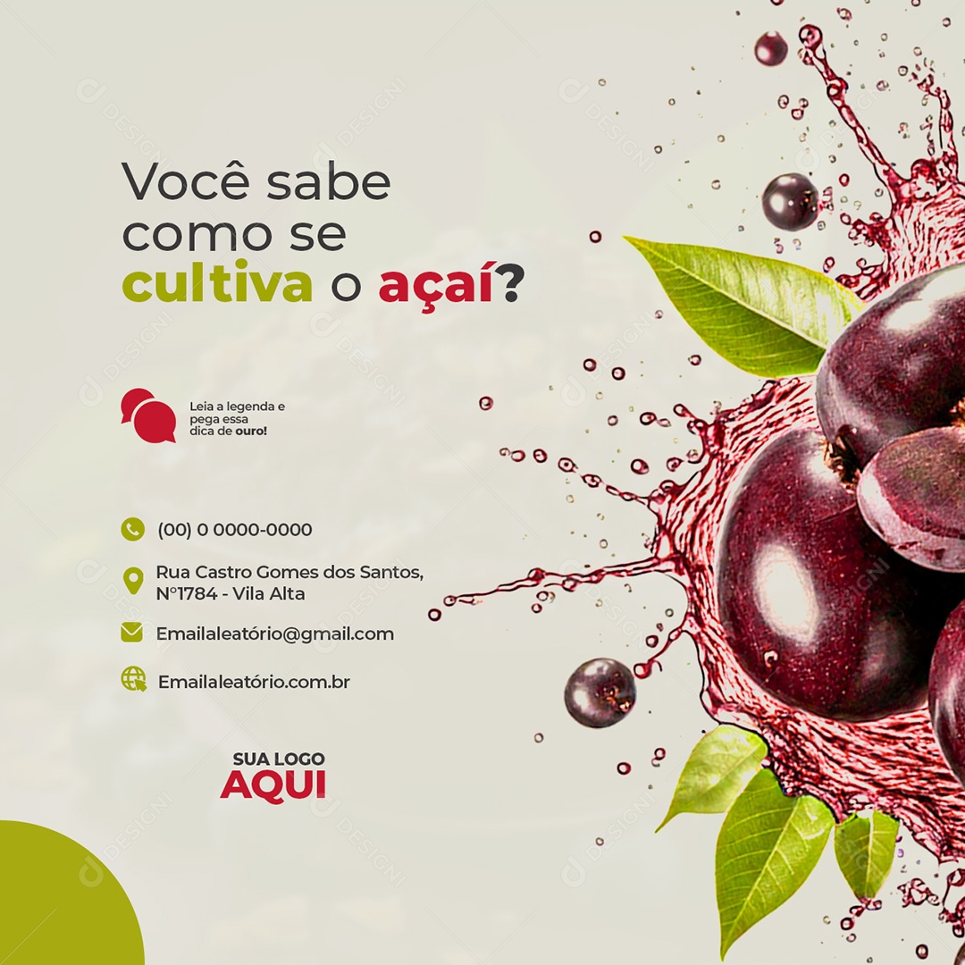Açaiteria Açaí Cultivar o Açaí Social Media PSD Editável
