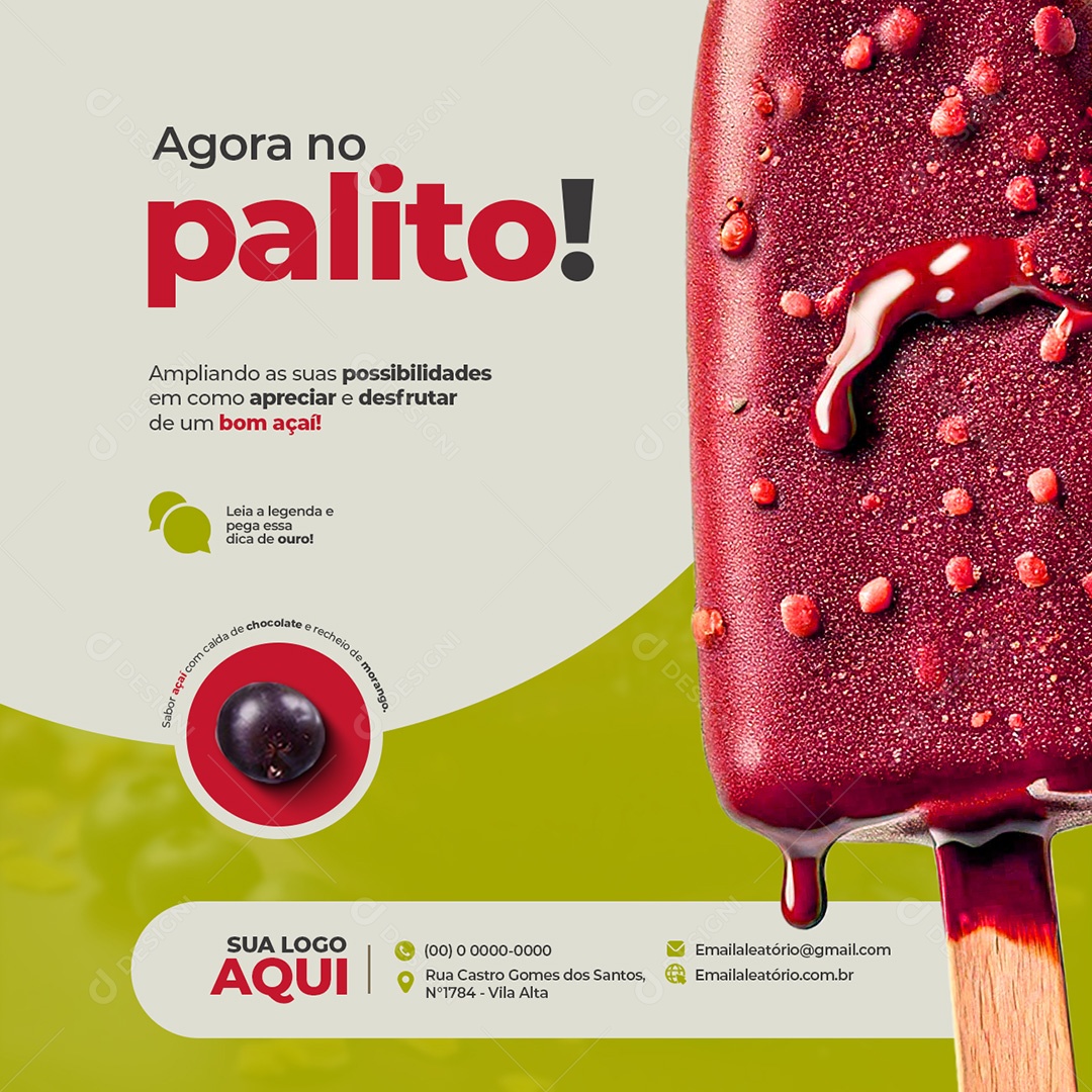 Açaiteria Açaí Agora no Palito Social Media PSD Editável