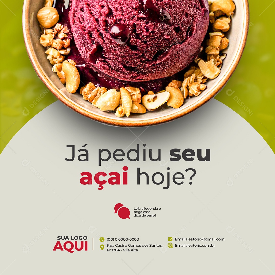 Açaiteria Açaí Já Pediu Seu Social Media PSD Editável