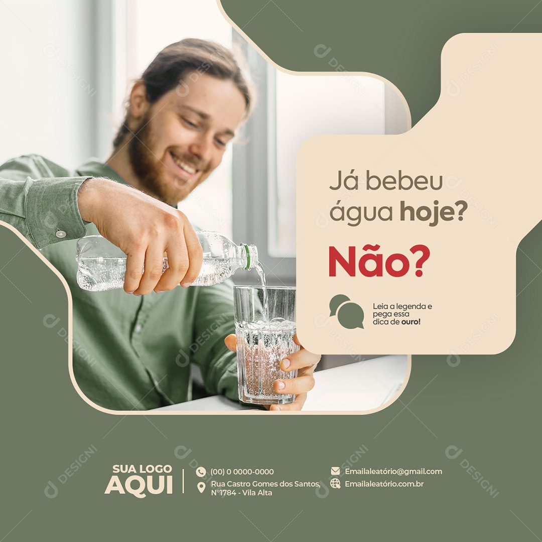 Nutricionista Já Bebeu Água Hoje Social Media PSD Editável