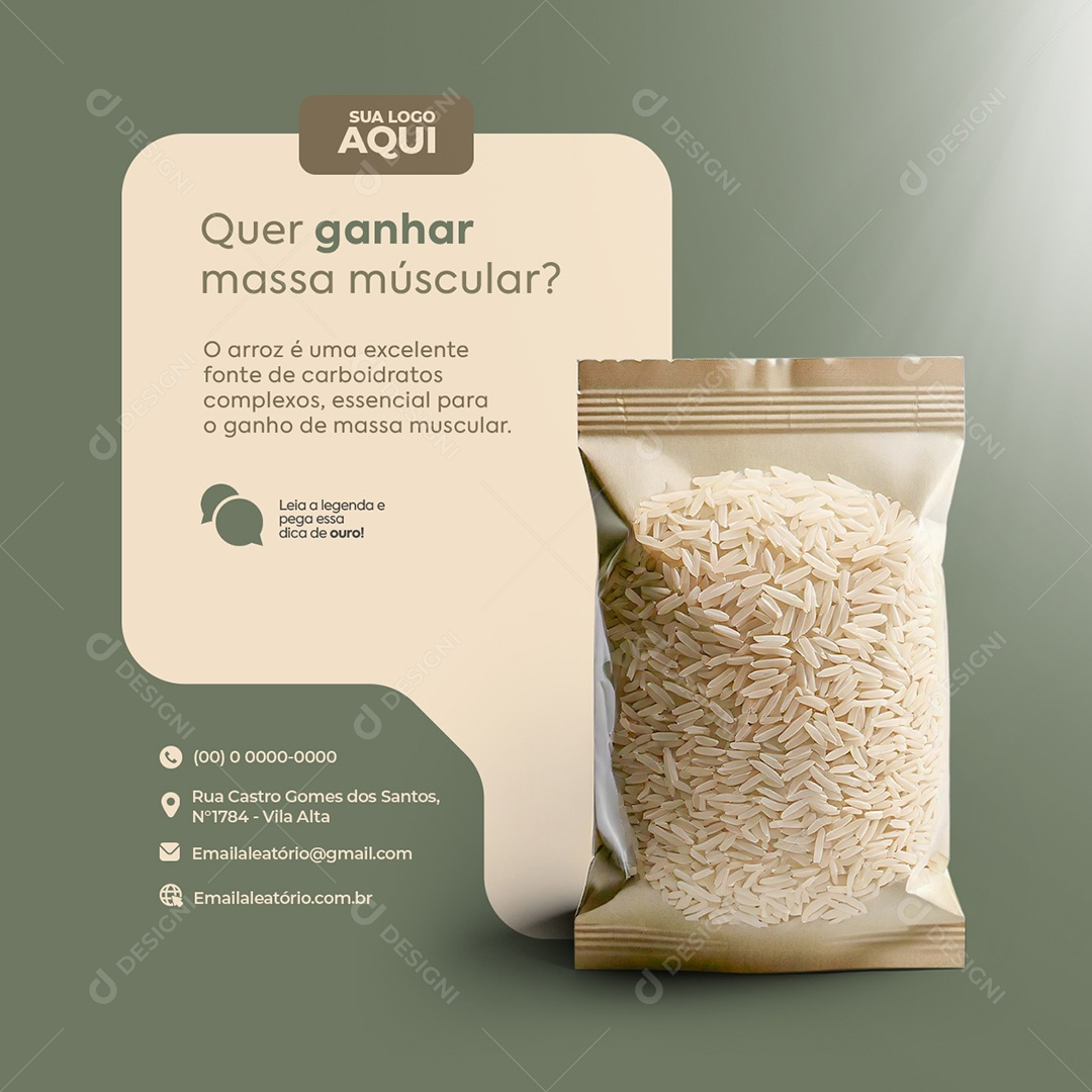 Nutricionista Quer Ganhar Massa Múscular Social Media PSD Editável