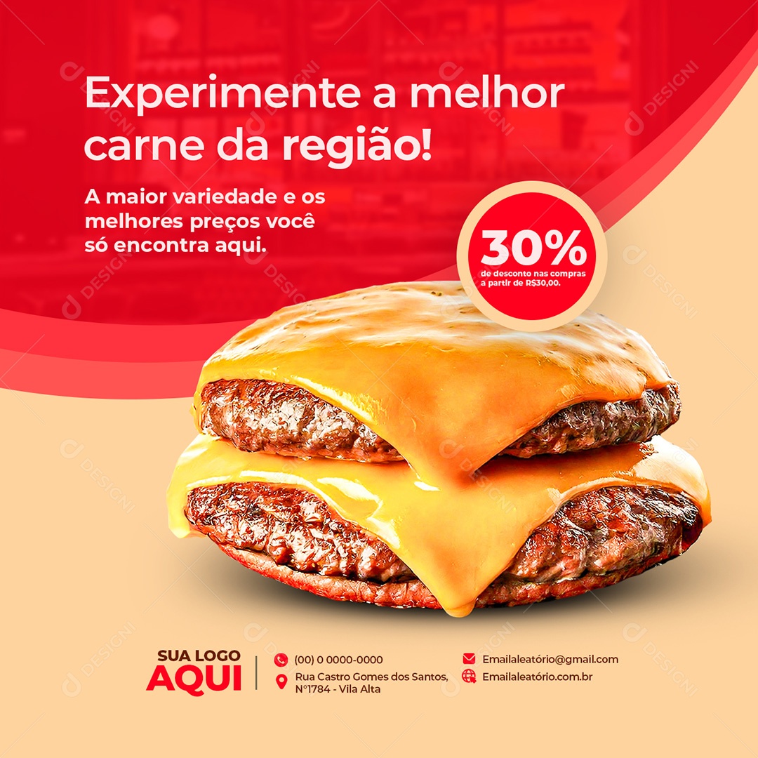 Hamburgueria Experimente a Melhor Carne Social Media PSD Editável