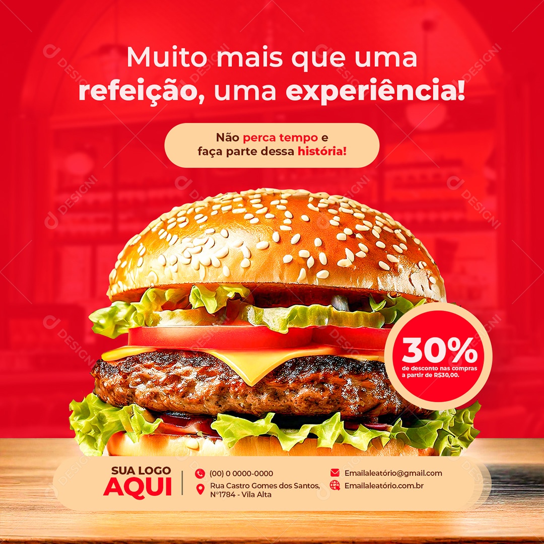Hamburgueria Muito Mais Que Uma Refeição Social Media PSD Editável