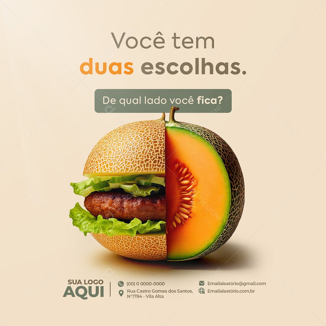 Nutricionista Você Tem Duas Escolhas Social Media PSD Editável