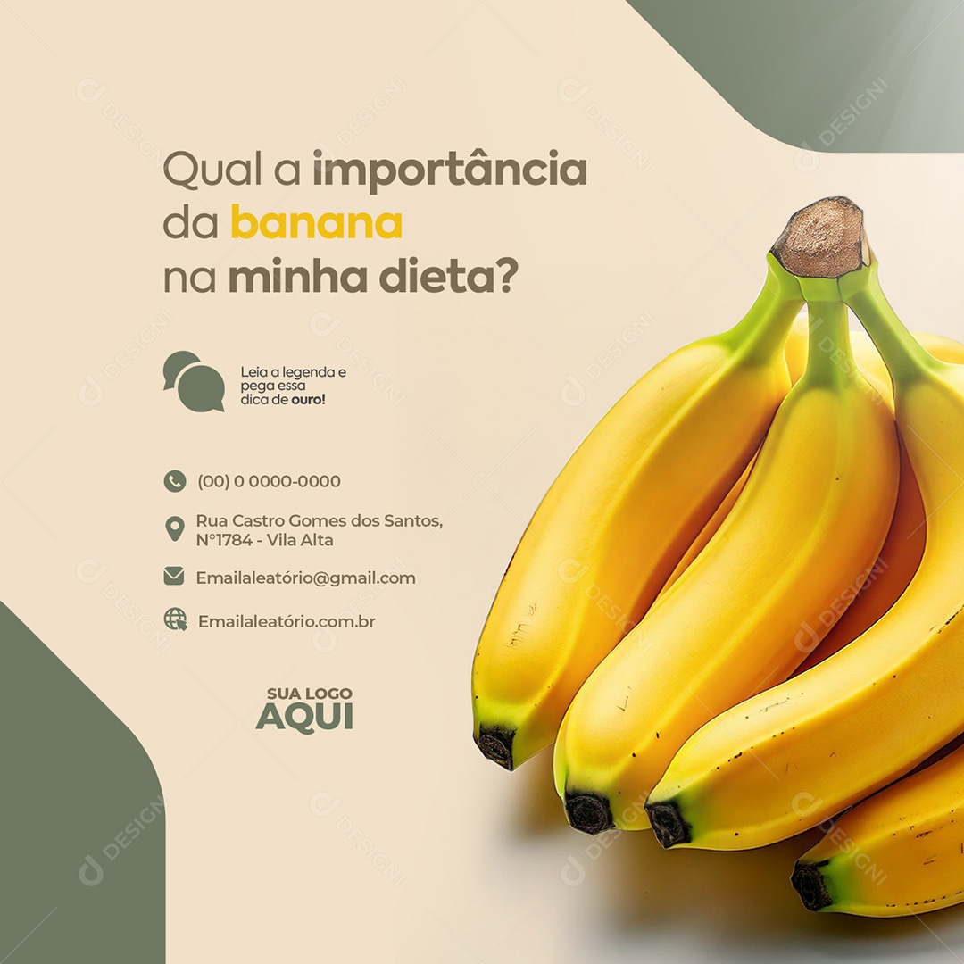 Nutricionista Qual a Importância da Banana Social Media PSD Editável