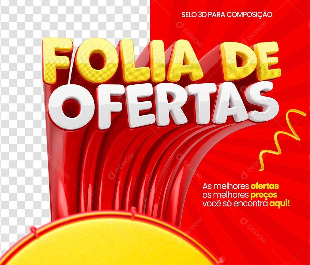 Folia De Ofertas Selo 3D Amarelo e Branco para Composição PSD
