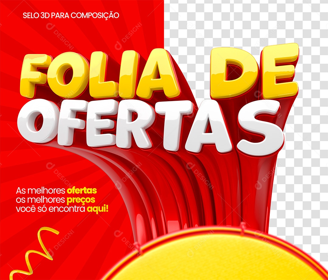 Folia De Ofertas Selo 3D Amarelo e Branco para Composição PSD